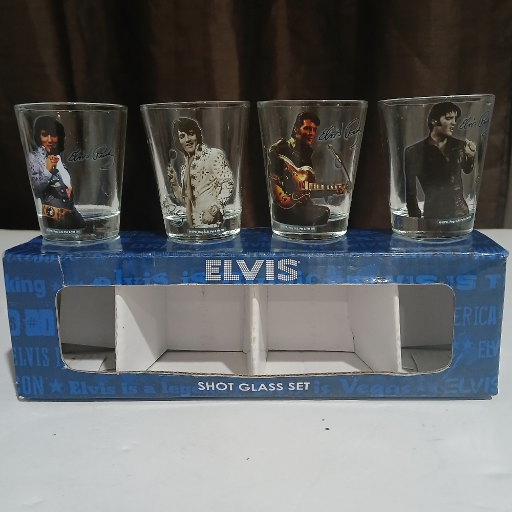 Elvis Presley Shot Glasses Set Of Four 1.5 oz Each (NEW)